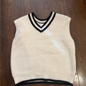 GB Girls Cream and Black V-Neck Sweater Vest
